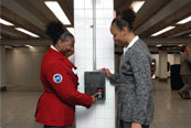 Photo of MTA NYC Transit Customer Service Agent Practicing Station Safety